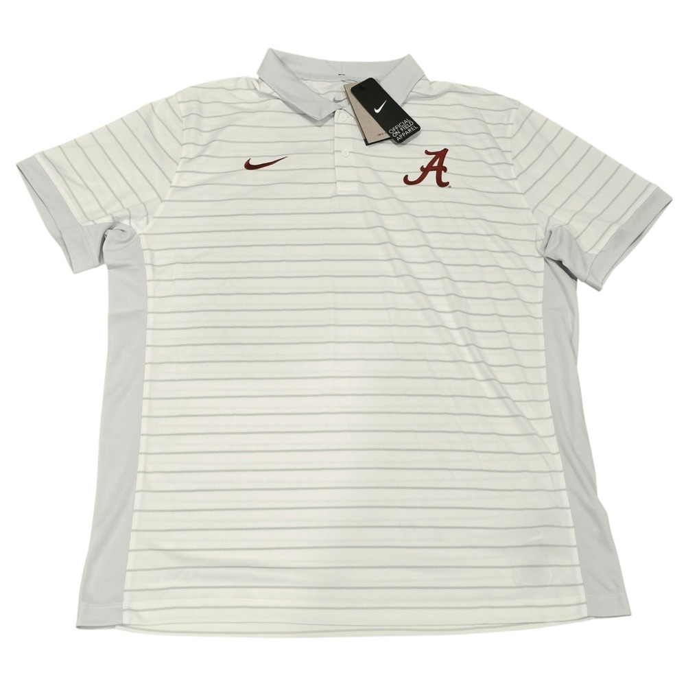 NWT Nike Alabama Crimson Tide Dri-FIT Polo Men's XL White Gray NCAA $75